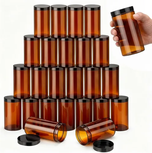 Miniatura 41 de SATINIOR 24 frascos de plástico transparente vacíos con tapas, recipientes de almacenamiento redondos de boca ancha para productos de belleza