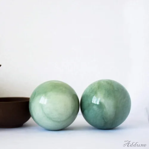 Miniatura 6 de Bolas de baoding verde oscuro mármol chino salud ejercicio masaje bolas aliviar el estrés ejercicio de la mano relajarse dedos regalo