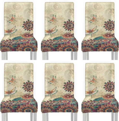Miniatura 12 de Rnyleeg Red Rose Butterfly Chair Covers for Living Room No Arms Stretch Dining Chair Covers Set of 6 Soft Washable Kitchen Chair Protector Cover