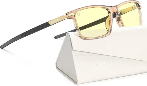Miniatura 15 de ANYLUV Blue Light Glasses for Men,Rectangle Business Style Glasses, Carbon Fiber Straight Legs Glasses for Eye Protection