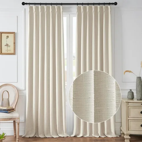 Miniatura 14 de Cortinas plisadas transparentes para sala de estar, con pestaña trasera, cortinas transparentes de gasa con textura de lino para dormitorio, 2 Blanco