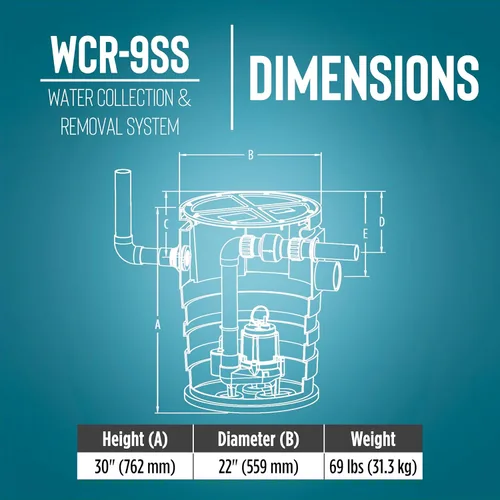 Miniatura 2 de Little Giant WCR-9SS 115 Voltios, 4/10 HP, 4800 GPH Sistema Automático de Recolección y Remoción de Agua/Filtración para Exteriores con Bomba