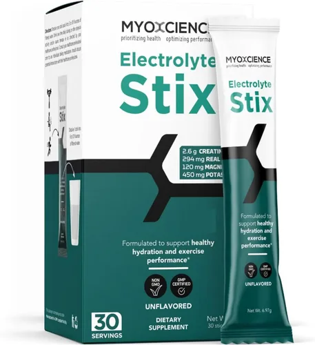 Miniatura 11 de MYOXCIENCE Electrolyte STIX Polvo de electrolito de creatina Recuperación del ejercicio y el desarrollo muscular con sal real