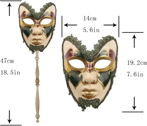 Miniatura 2 de YU FENG Paquete de 2 máscaras de cosplay para parejas, carnaval musical veneciano, Mardi Gras, máscara de mascarada en un palo para fiesta