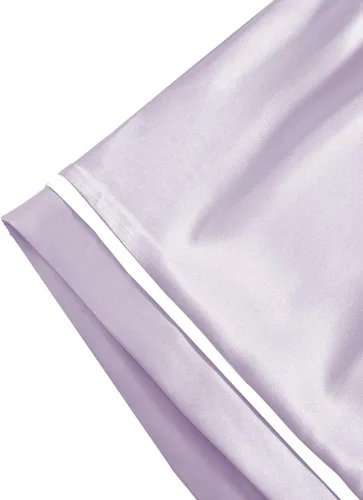 Miniatura 4 de LYANER Conjunto de pijama de 2 piezas de satén sedoso de manga corta con botones para mujer