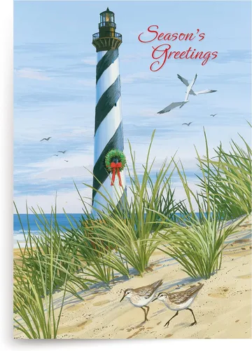 Miniatura 31 de Red Farm Studios Designer Greetings - Tarjetas de Navidad en caja, diseño de hombre de arena de playa con gaviotas