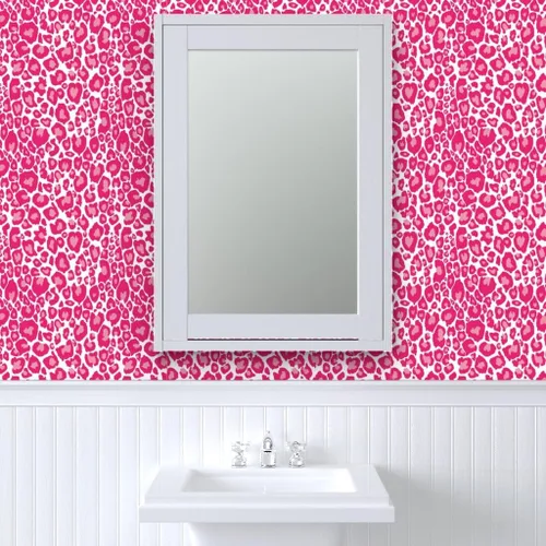 Miniatura 9 de Papel tapiz autoadhesivo de 3 x 2 pies, estampado de guepardo, animales, rosa, leopardo, gatos, papel tapiz extraíble personalizado Spoonflower