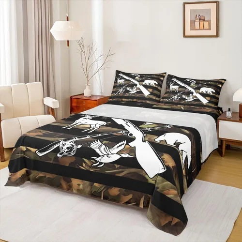 Miniatura 19 de Rustic Lodge - Juego de sábanas tamaño individual con diseño de oso y alce, diseño de retazos, color rojo y negro, a cuadros, ropa de cama de Multi