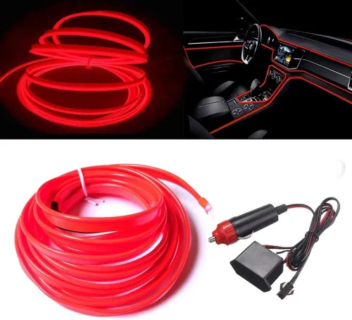 Miniatura 12 de MaxLax Tira de Iluminación LED de Neón Azul para Interior de Auto - 9.84 Pies de Cable EL de 12V Flexible con Protección de Fusible Integrada