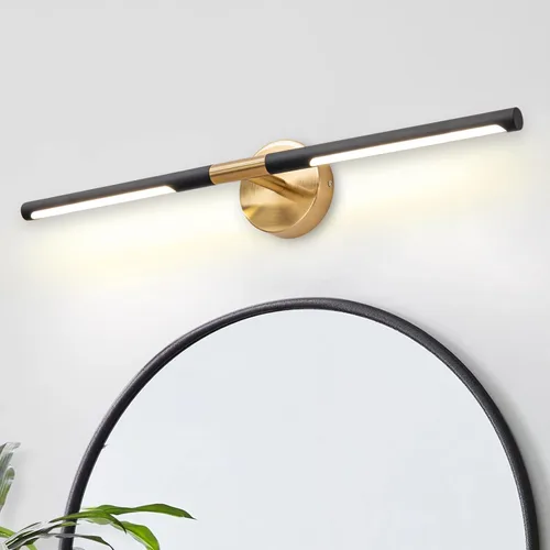 Miniatura 13 de Lámparas doradas para baño sobre espejo de 24 pulgadas, 18W 360° Giratorias Regulables 4000K Lámpara de Tocador LED de Latón, Luces de Tocador