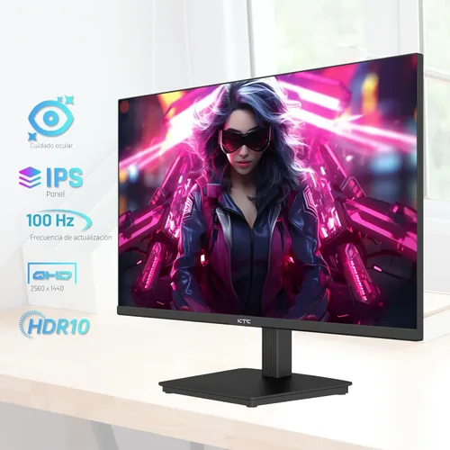 Miniatura 2 de KTC Monitor de computadora de 24 pulgadas QHD 2560x1440 IPS, monitor de 2K para juegos de 100Hz sin marco para oficina, sincronización adaptativa