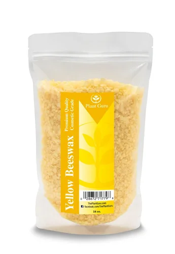 Pellets de cera de abeja amarilla de 16 onzas / 1 libra, 100% pura y natural, triple filtrado para el cuidado de la piel, cara, cuerpo y cabello,