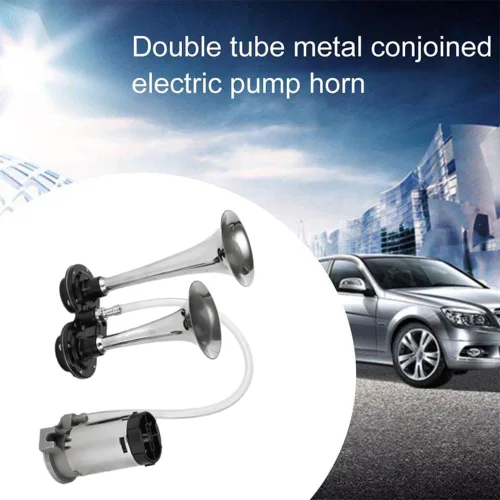 Miniatura 2 de 12V doble tubo Metal Car Horn Metal Car Trompeta 178DB Super ruidoso cuerno de aire para barco tren vehículo