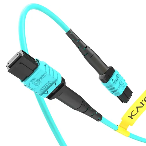 Cable de fibra MPO a MPO de 3.3 pies / 1 M, conectores Nissin Japón, cable de conexión de fibra OM3 tipo B de 8 núcleos para QSFP+transceptores MTP