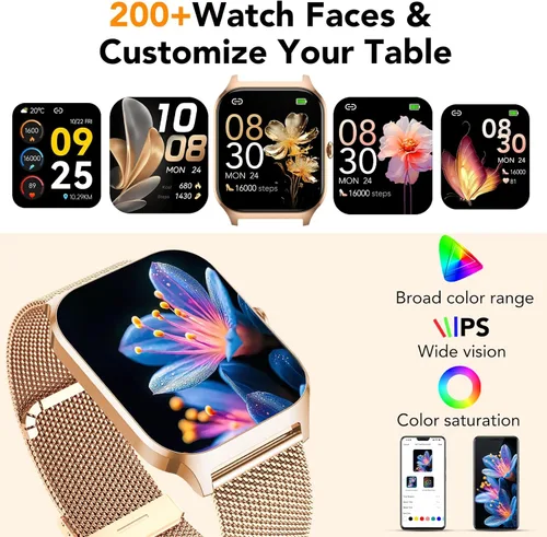 Miniatura 3 de CASCHO Relojes inteligentes para mujer (Android/iOS), reloj inteligente HD de 1.85 pulgadas con llamadas/mensajes/control de voz AI, monitor
