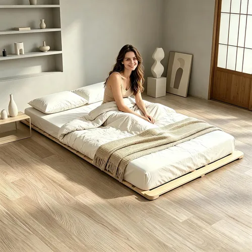 Miniatura 8 de LILYPELLE Floor Bed Frame, Foldable Tatami Bed Frame, Breathable Moisture-Proof Bed Plate, Japanese Floor Bed, Wood Slatted Floor Bed Frame for
