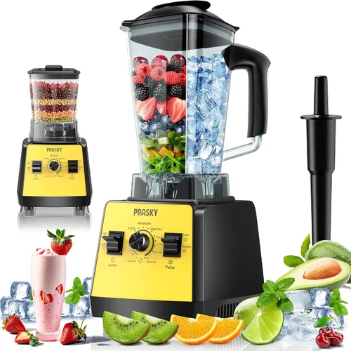 Miniatura 11 de Batidoras para cocina, licuadora de batidos, 2400 W/1000 W Prasky Blender & Grinder Combo, 25,000 RPM de alta velocidad, procesador de alimentos sin