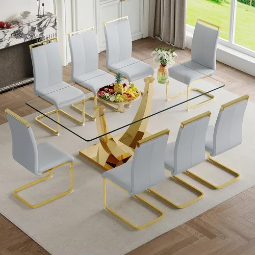 Miniatura 27 de Mesa de comedor moderna para mesa de comedor de mármol sintético de 4/6, 63 pulgadas, mesa de cocina rectangular, mesa de cocina y comedor de fácil