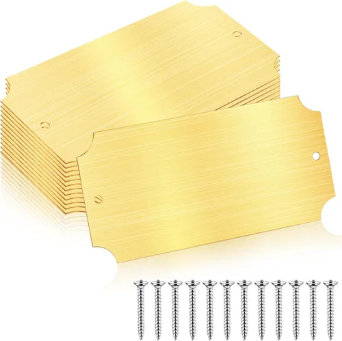 Miniatura 8 de Yaocom 12 Piezas Placas de Identificación Grabadas Láser Cepillado Placa de Metal Sólido Placa Personalizada en Blanco Etiqueta de Nombre