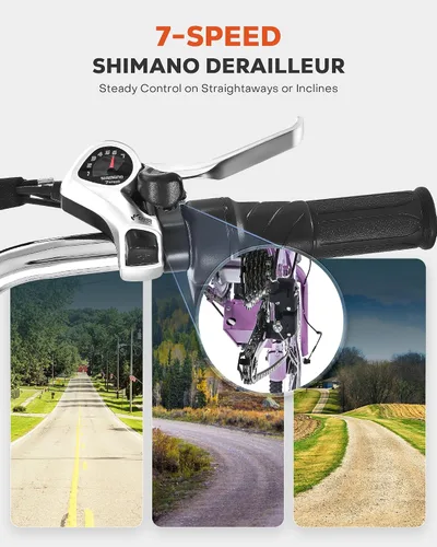 Miniatura 6 de VIRIBUS Triciclo eléctrico para adultos, triciclo eléctrico de 24 26 pulgadas con batería extraíble de 468 Wh, 250 W/350 W (pico 500 W) bicicletas