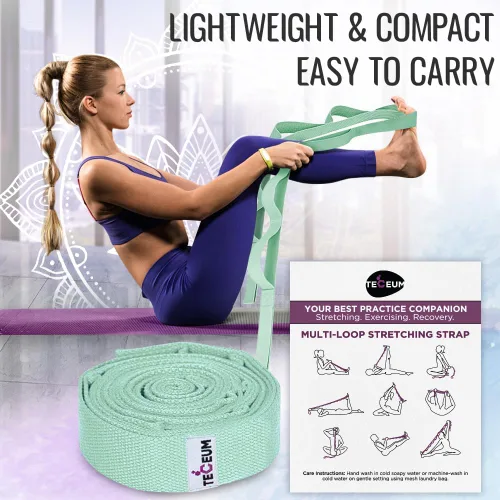 Miniatura 6 de TECEUM Stretching Strap for Yoga & Physical Therapy – 10 Loops – Non-elastic Leg Stretch Straps for Stretching, Exercising, Pilates, Post-injury