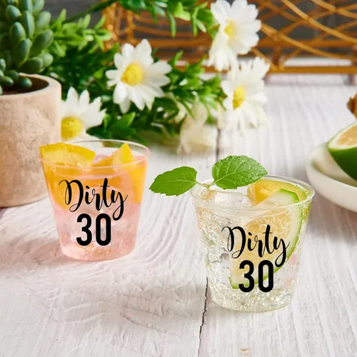 Miniatura 6 de Dirty 30 - Vasos de chupito de cumpleaños – 100 vasos de plástico desechables de 2 onzas, decoraciones de cumpleaños 30 para él o ella, regalos