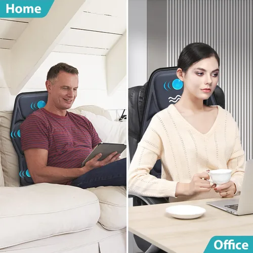 Miniatura 6 de Cojín de asiento de masaje con calor 9 estilo de masaje función de apoyo lumbar, alivio de fatiga y estrés, almohadilla para silla de masaje