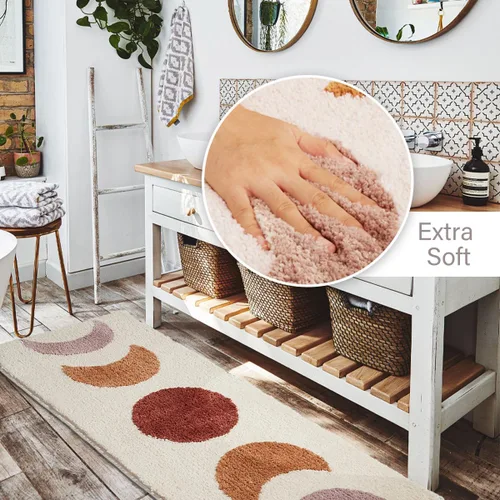Miniatura 3 de Alfombras Corredoras de Baño Bohemias - Alfombra de Baño con Fases Lunares Degradadas, Alfombras de Media Luna Brujas Antideslizantes, Decoración