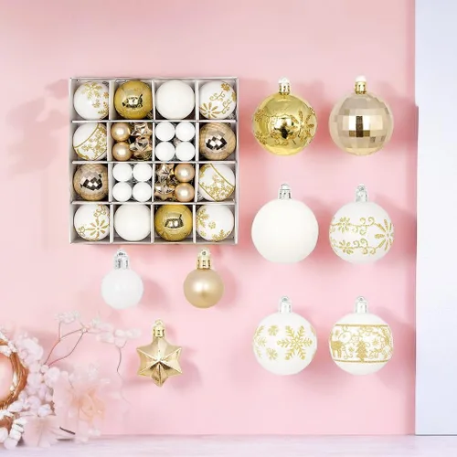Miniatura 16 de Juego de 44 adornos de bolas de Navidad, adornos de bolas de Navidad inastillables para Navidad, vacaciones, corona y decoraciones de fiestas