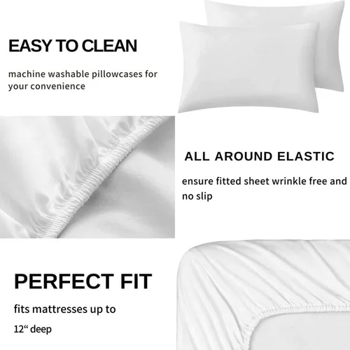 Miniatura 4 de Sábanas de guitarra tamaño King – Sábanas de cama musical, microfibra suave y bolsillo profundo, sábanas y fundas de almohada estampadas sin