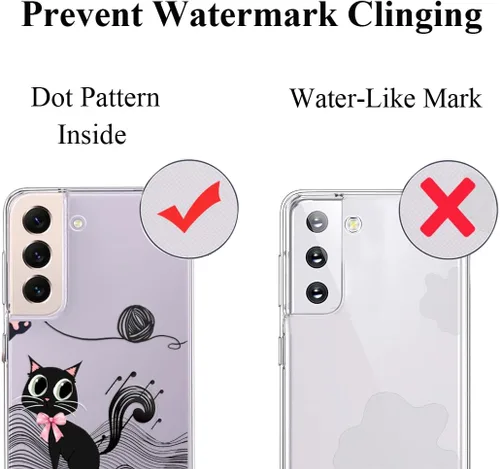 Miniatura 8 de Unov Funda para Galaxy S22 transparente con diseño de TPU suave absorción de impactos, patrón delgado en relieve, cubierta trasera protectora