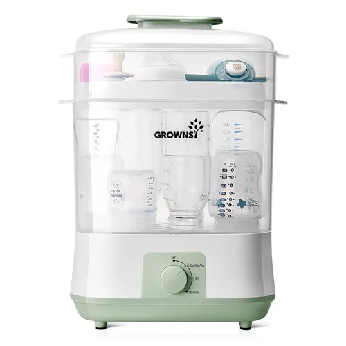 Miniatura 9 de Grownsy Esterilizador y secador de biberones ajustable 4 en 1 de gran capacidad, capacidad para 8 biberones, esterilizador eléctrico de vapor