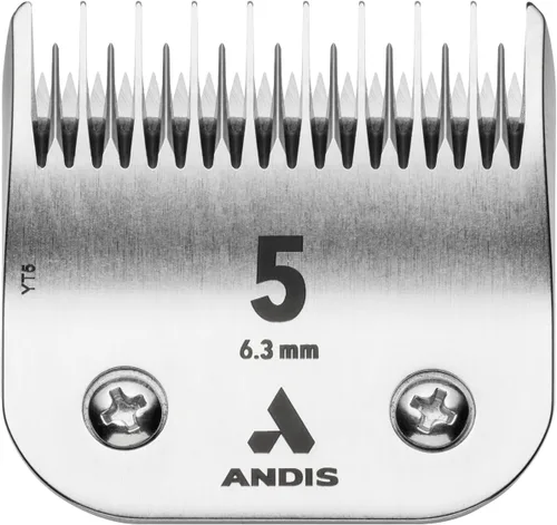 Andis Cuchilla para cortar perros UltraEdge de acero con infusión de carbono, diente de salto tamaño 5, longitud de corte de 1/4 de pulgada (72640),