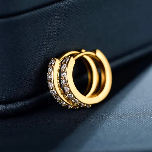Miniatura 7 de Kainier Aretes de aro chapados en oro de 18 quilates con circonita cúbica, aretes de cartílago, hipoalergénicos para mujeres y niñas, color rosaoro