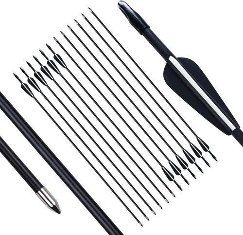 Flechas de tiro con arco de 28 pulgadas, flechas de práctica para arco recurvo de fibra de vidrio, flechas de entrenamiento para niños, jóvenes y