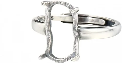 Miniatura 9 de Base de anillo ajustable de plata de ley 925 para anillo de piedra irregular de 0.276 x 0.551 in, ajuste en blanco, fabricación de joyas, regalo