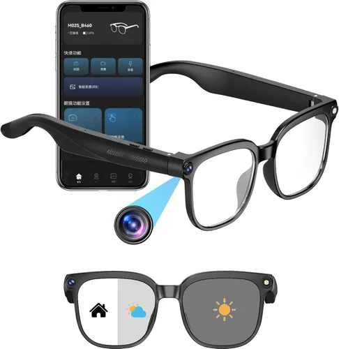 Lentes inteligentes con cámara y Bluetooth – Gafas de IA para hombres, anti-vibración, traducción en tiempo real, reconocimiento de objetos,