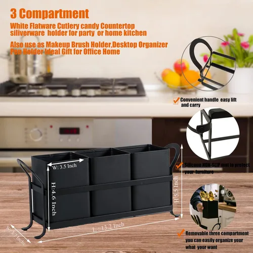 Miniatura 2 de NelyBet Organizador de cubiertos, cubiertos, organizador de utensilios de cocina y cajón de cubiertos para tenedores, cucharas, cuchillos - Perfecto