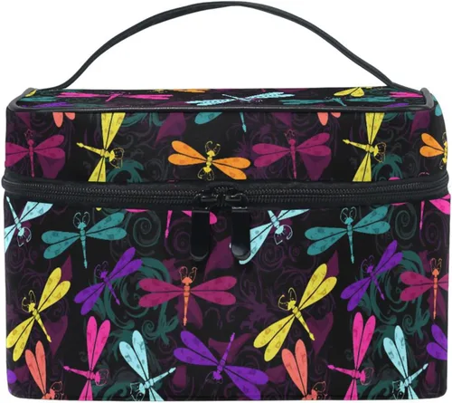 Miniatura 35 de Bolsa de Maquillaje, Estuche de Maquillaje Organizador de Viaje con Diseño de Calavera y Flores, Estuche de Cosméticos, Bolsas de Aseo para Niñas