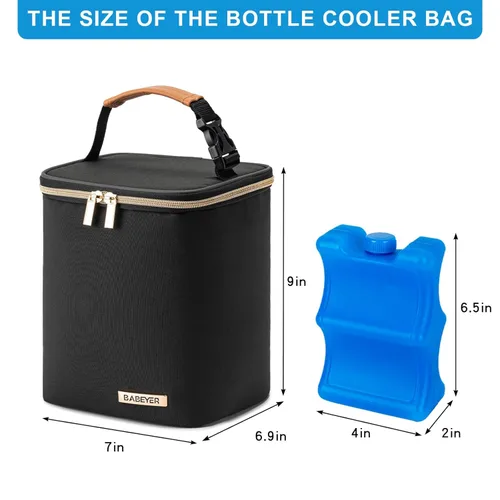 Miniatura 5 de Bolsa enfriadora de leche materna BABEYER con paquete de hielo, se ajusta a 4 biberones de hasta 9 onzas, bolsa enfriadora de biberones adecuada