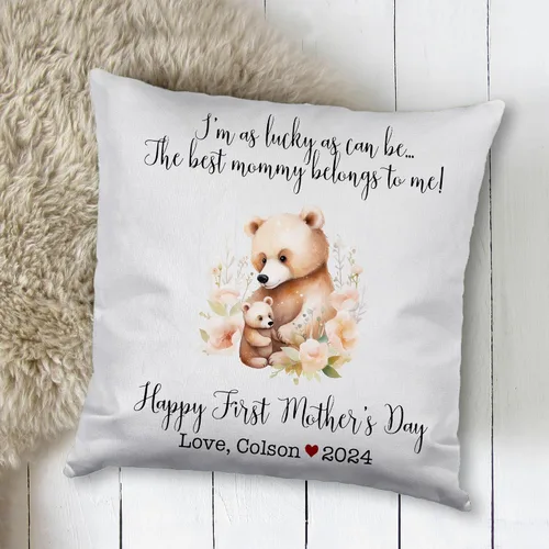 Miniatura 2 de Mother's Day Bear, First Mother's Day Custom Pillowcase, Personalized Mother's Day Pillowcase, Gift for Mom, Home Decor
