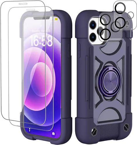 Miniatura 156 de Funda para iPhone 11 de 6.1 pulgadas con soporte de anillo, con 2 protectores de pantalla de vidrio, resistente a los golpes, resistente a