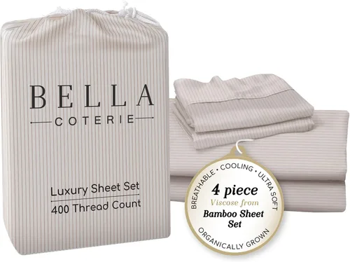 Miniatura 86 de Bella Coterie - Juego de sábanas de lujo de viscosa de bambú para cama tamaño split king 2 sábanas ajustadas para camas Sleep Number y camas 06