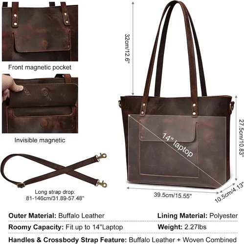 Miniatura 3 de S-ZONE Bolso bandolera vintage de cuero genuino para mujer