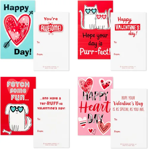 Miniatura 4 de Hallmark Tarjetas del día de San Valentín y buzón para intercambio de aula escolar, corazones de garabatos