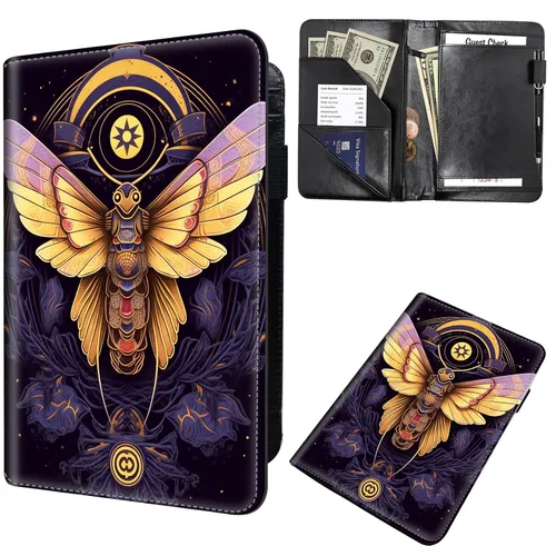 Miniatura 27 de Libros de mesero para camarera, cartera de cuero para camarero con cremallera, soporte para recibos, para camarero, camarero, accesorios