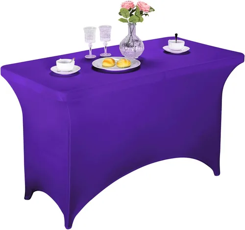 Miniatura 29 de LZY Cubierta de Mesa Elástica Ajustable de Spandex para Mesa Plegable de 6 pies, 4 pies o 8 pies, Mantel de Cóctel Rectangular, Perfecto para Champn