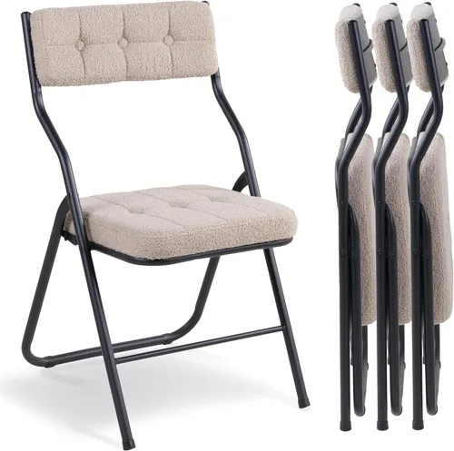 Miniatura 13 de HOMEFUN Paquete de 4 sillas plegables acolchadas, sillas de comedor plegables con cojín, asiento adicional portátil y ensamblado para invitados