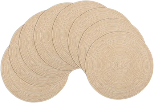 Miniatura 42 de Winknowl Juego de 4 manteles individuales redondos trenzados, lavables, tejidos resistentes al calor, para mesas de cocina, comedor, manteles Beige