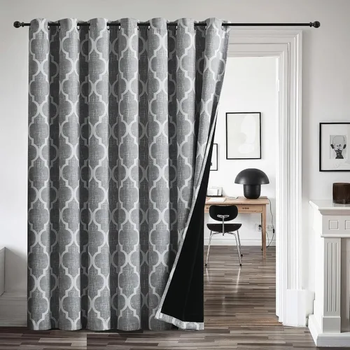 Miniatura 33 de Beauoop Cortinas 100% Opacas de 45 Pulgadas de Largo, 2 Paneles para Dormitorio, Sala de Estar, Gris Aqua Marroquí Geométrico, Oscurecimiento
